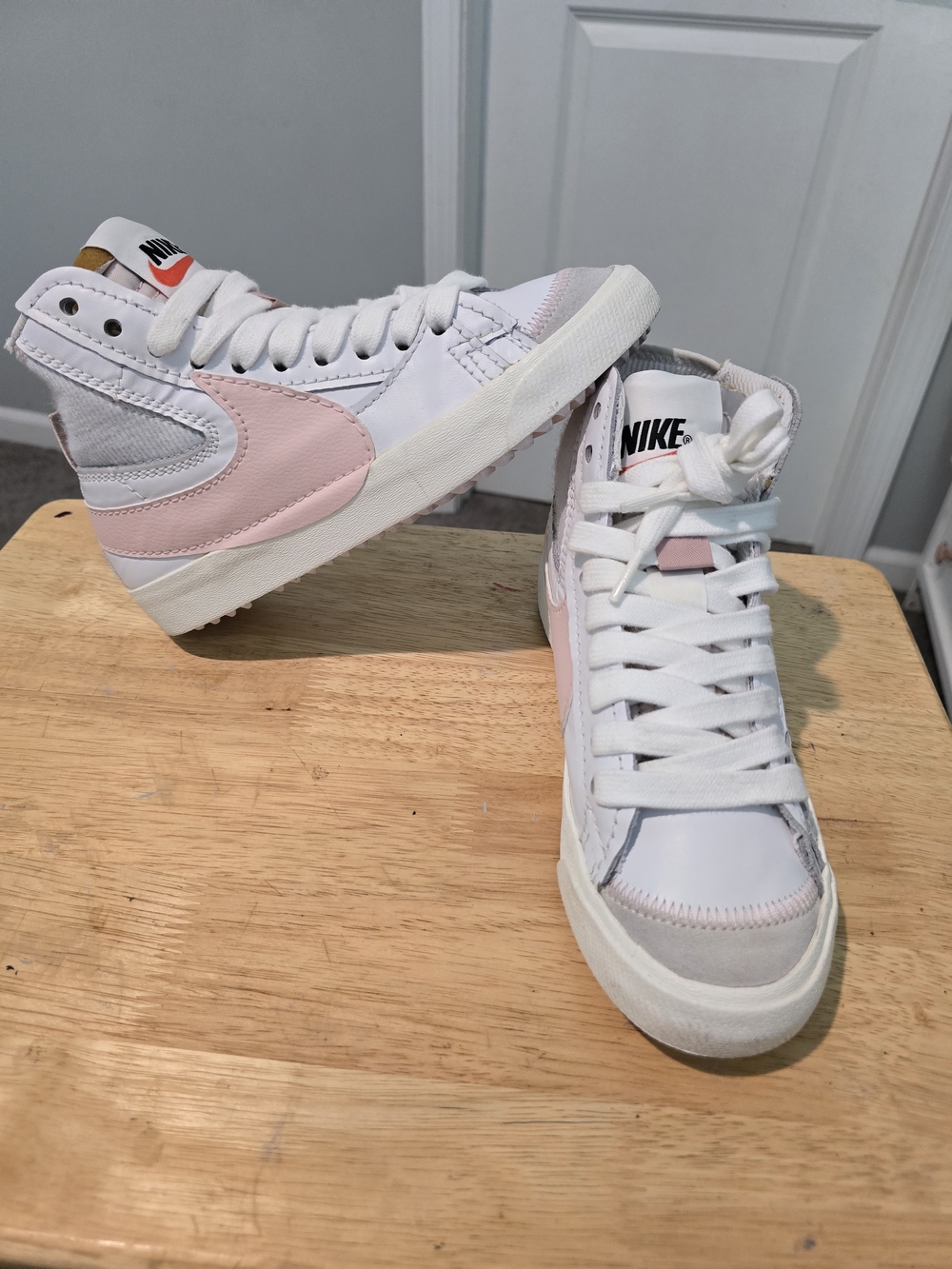 Women's Nike Blazer Mid '77 Jumbo White Atmosphere Pink Oxford DQ1471-101 Sz 8